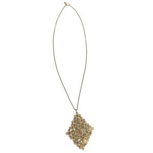 Sarah Coventry Vintage Gold Tone Flower Mesh ChainMail Pendant Necklace Extender